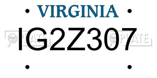 IG2Z307 Virginia License Plate