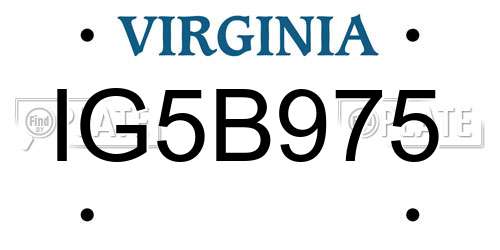 IG5B975 Virginia License Plate