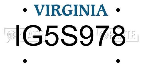 IG5S978 Virginia License Plate