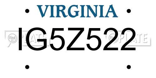 IG5Z522 Virginia License Plate