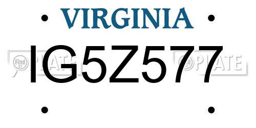 IG5Z577 Virginia License Plate