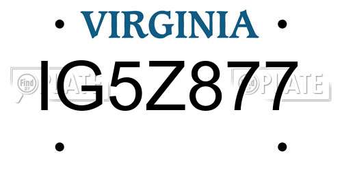 IG5Z877 Virginia License Plate