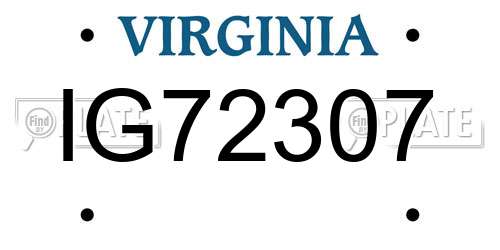 IG72307 Virginia License Plate