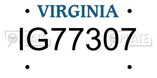 IG77307 Virginia License Plate