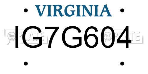 IG7G604 Virginia License Plate