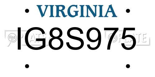 IG8S975 Virginia License Plate