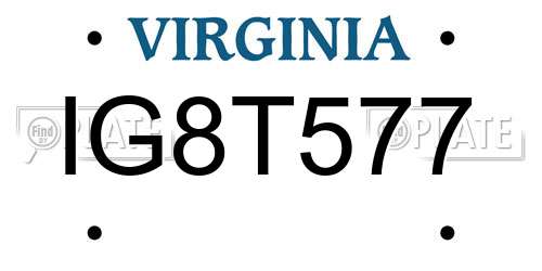 IG8T577 Virginia License Plate