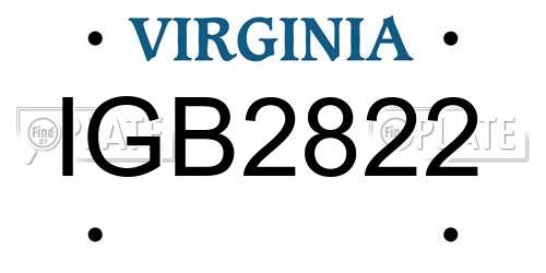 IGB2822 Virginia License Plate