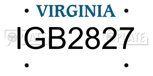 IGB2827 Virginia License Plate
