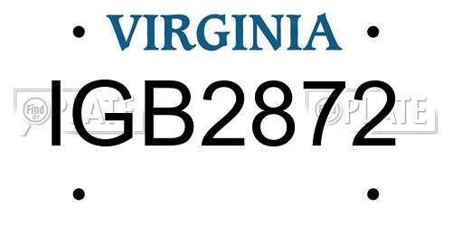 IGB2872 Virginia License Plate