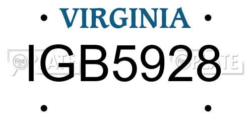 IGB5928 Virginia License Plate