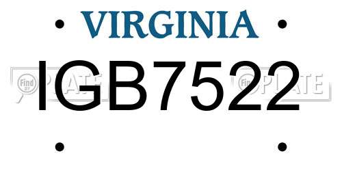 IGB7522 Virginia License Plate