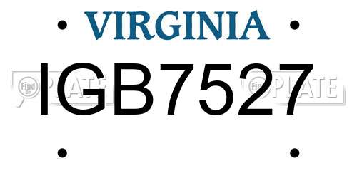 IGB7527 Virginia License Plate