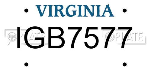 IGB7577 Virginia License Plate