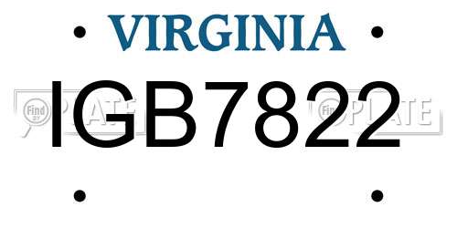 IGB7822 Virginia License Plate