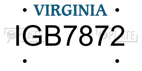 IGB7872 Virginia License Plate