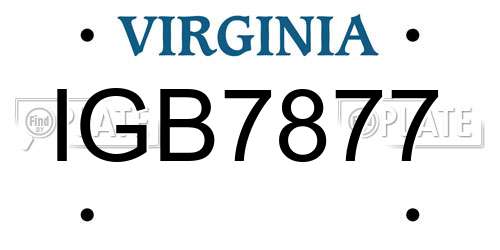 IGB7877 Virginia License Plate