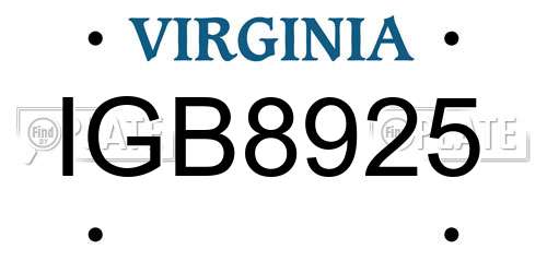 IGB8925 Virginia License Plate
