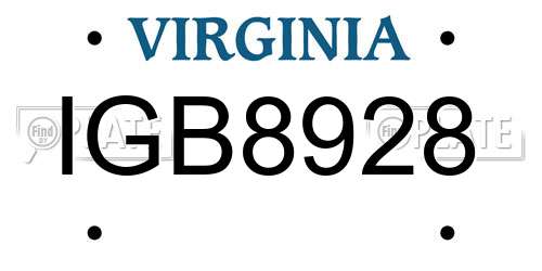 IGB8928 Virginia License Plate