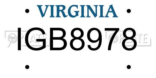 IGB8978 Virginia License Plate