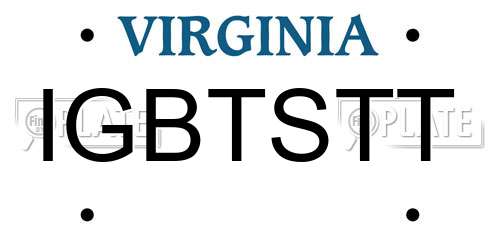 IGBTSTT Virginia License Plate