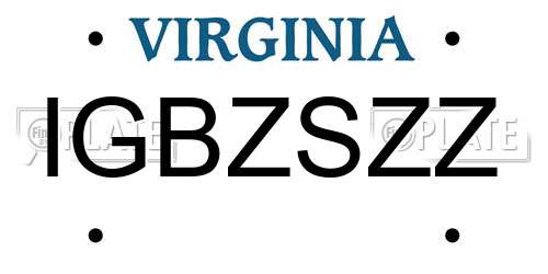 IGBZSZZ Virginia License Plate