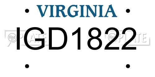 IGD1822 Virginia License Plate