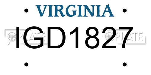 IGD1827 Virginia License Plate
