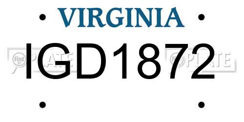 IGD1872 Virginia License Plate