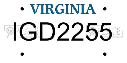 IGD2255 Virginia License Plate