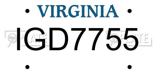 IGD7755 Virginia License Plate