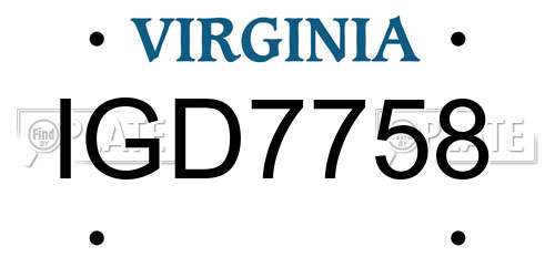 IGD7758 Virginia License Plate