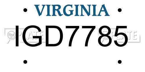 IGD7785 Virginia License Plate