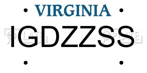 IGDZZSS Virginia License Plate