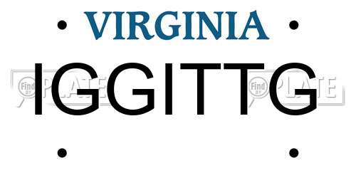 IGGITTG Virginia License Plate