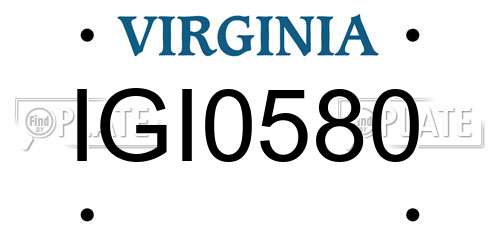 IGI0580 Virginia License Plate