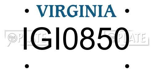 IGI0850 Virginia License Plate