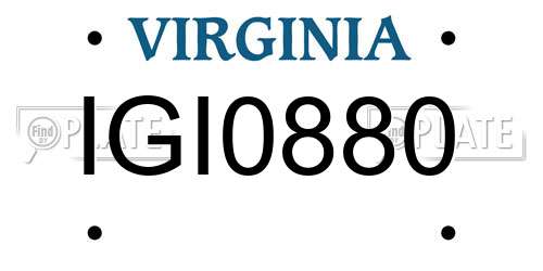IGI0880 Virginia License Plate