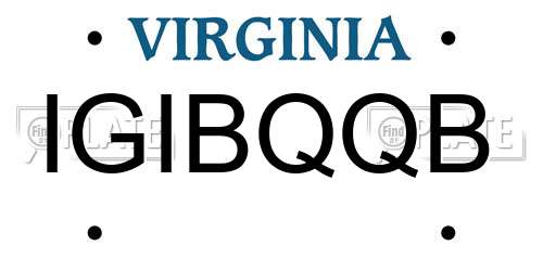 IGIBQQB Virginia License Plate