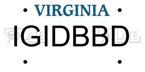 IGIDBBD Virginia License Plate
