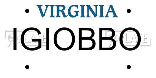 IGIOBBO Virginia License Plate