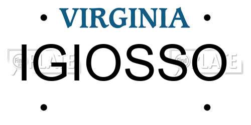 IGIOSSO Virginia License Plate
