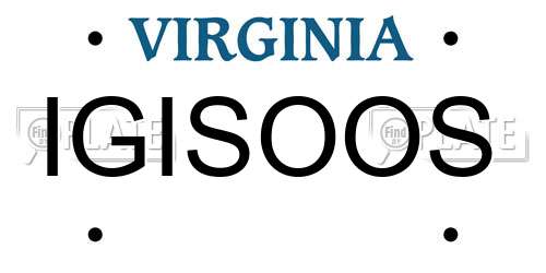 IGISOOS Virginia License Plate