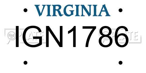 IGN1786 Virginia License Plate