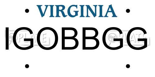 IGOBBGG Virginia License Plate