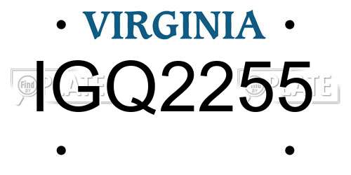 IGQ2255 Virginia License Plate