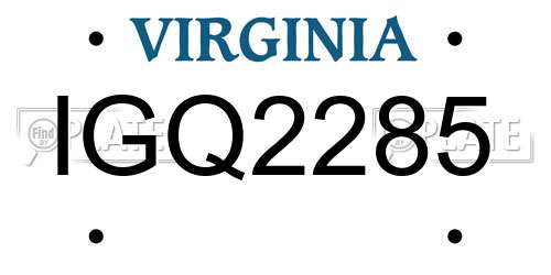 IGQ2285 Virginia License Plate