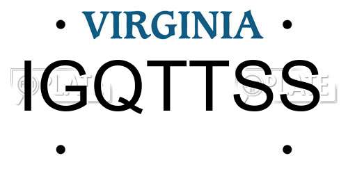 IGQTTSS Virginia License Plate