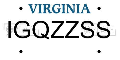 IGQZZSS Virginia License Plate