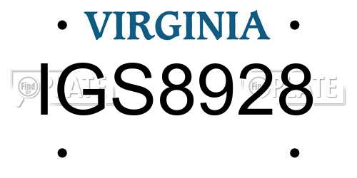 IGS8928 Virginia License Plate